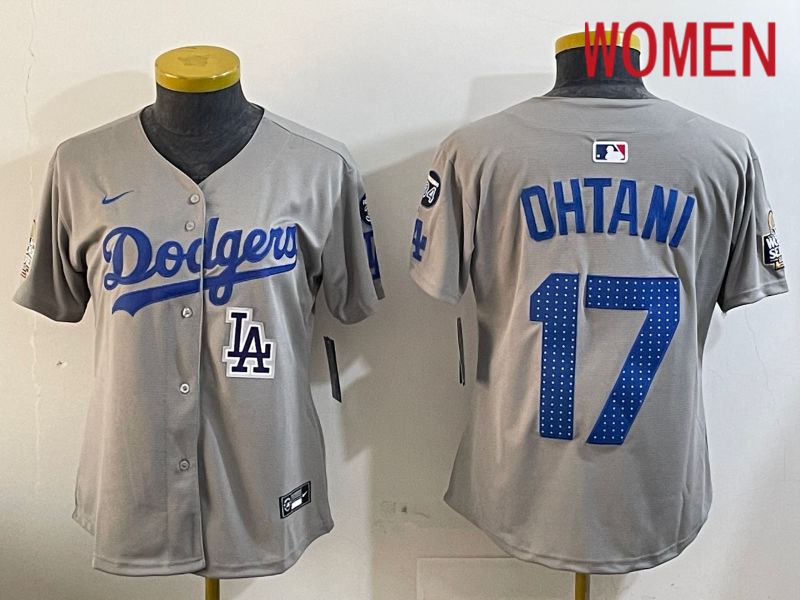 Women Los Angeles Dodgers #17 Ohtani Grey Game 2024 Nike MLB Jersey style 1205